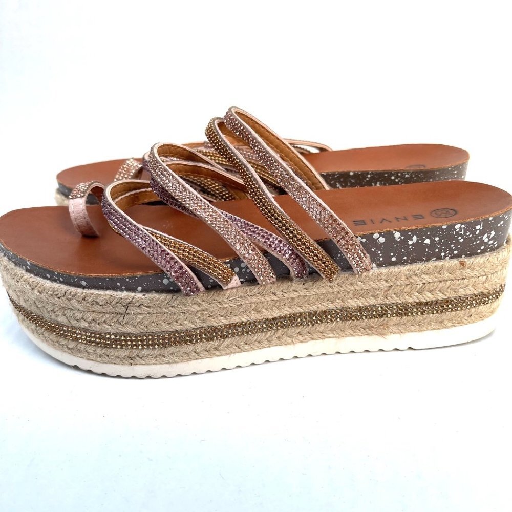 Envie Rhinestone Platform Sandals 40 - Picture 4 of 8
